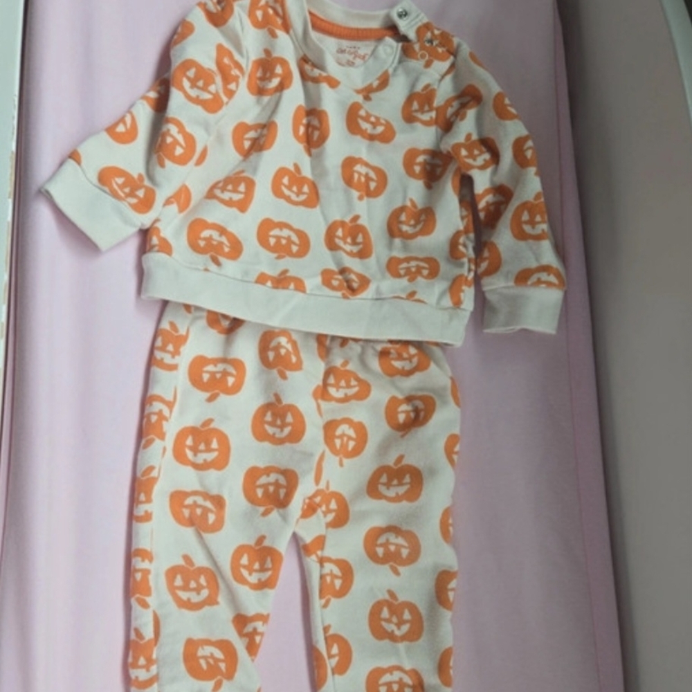 Cat & Jack Orange Pumpkin Kids Matching Set